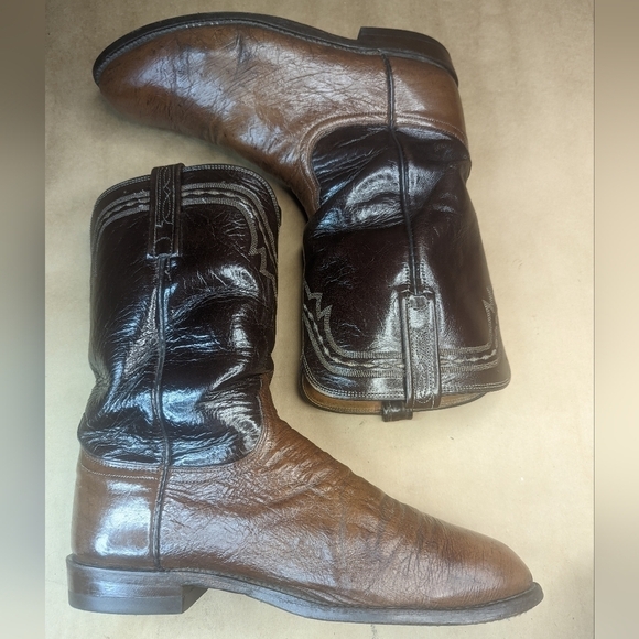Lucchese Boots men's size 9EE Exotic Genuine Brown Smooth Ostrich classic Wester - Picture 8 of 12